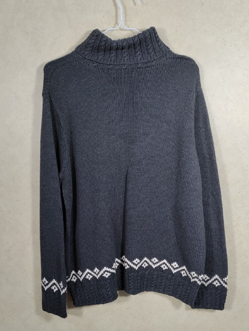 H140 Lauren Ralph Lauren Gray Cotton Hand Knit Turtleneck Sweater XL - Picture 9 of 12